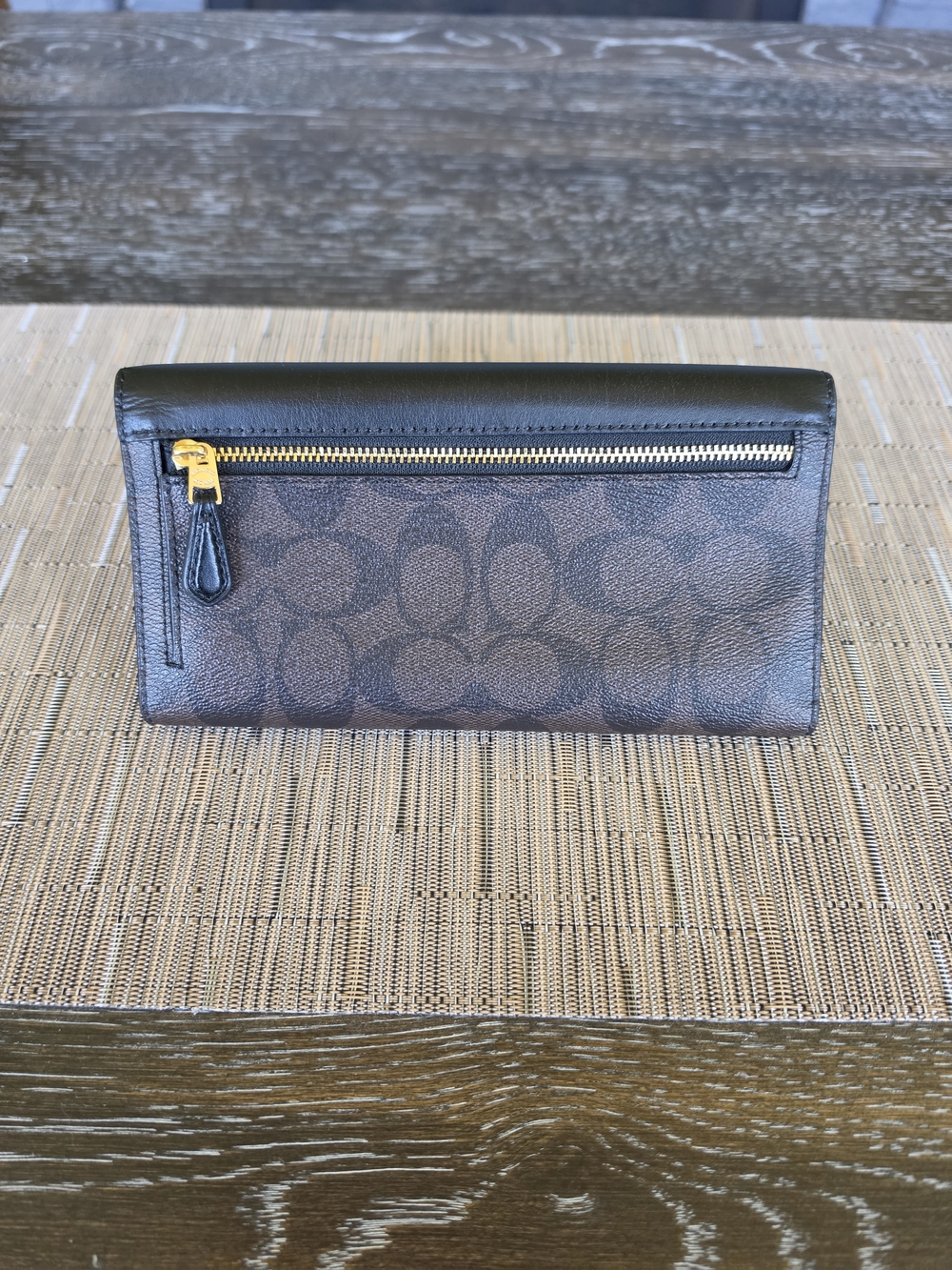 Coach Brown Signature Canvas Shoulder Bag with Black Trim and Matching Wallet - Picture 5 of 9